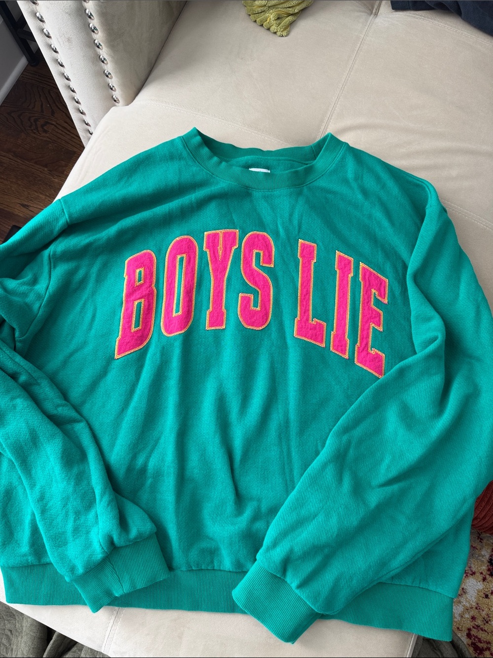 Boys Lie Teal Crewneck Sweatshirt - size M/L